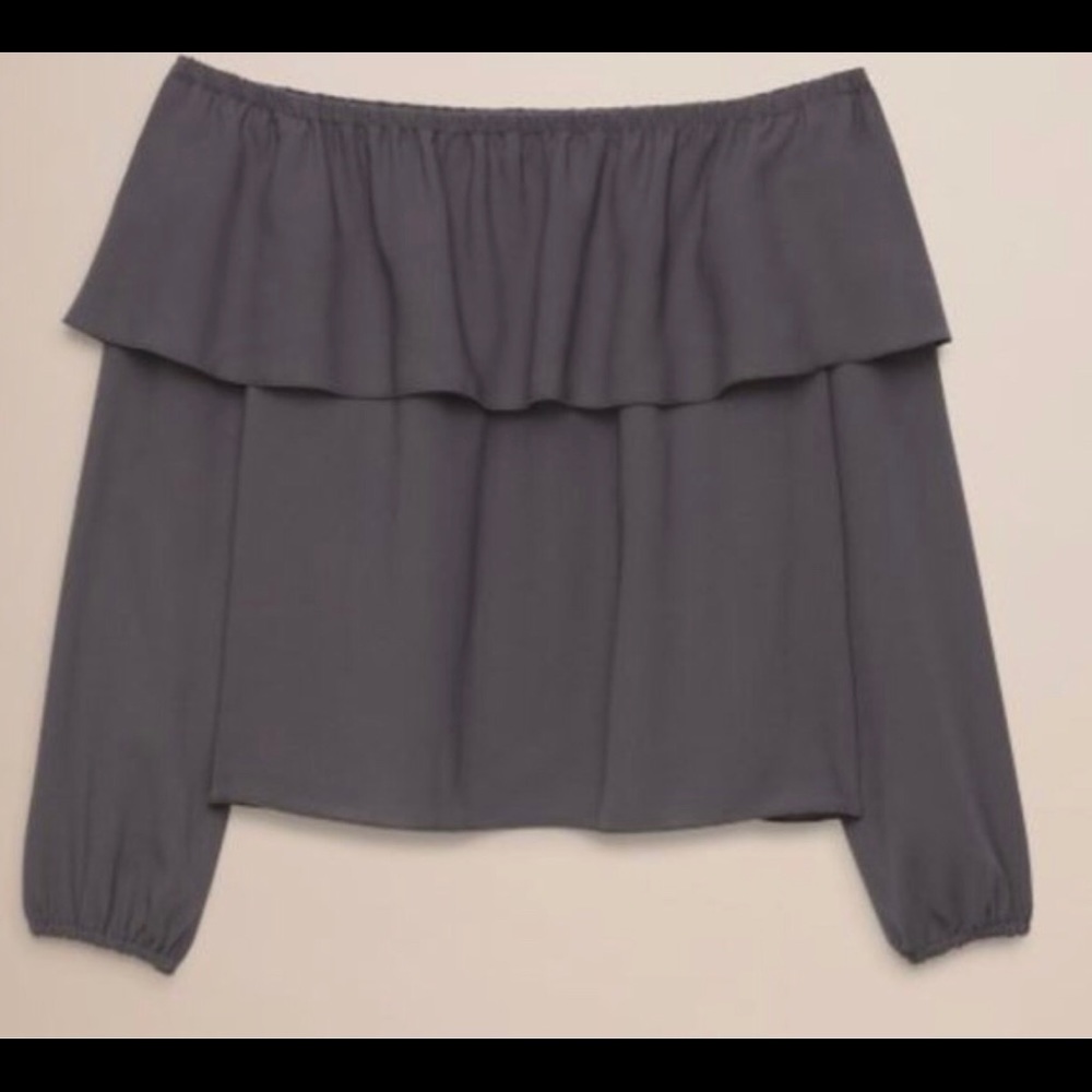 Aritzia Morel Wilfred silk Blouse DARK GREY